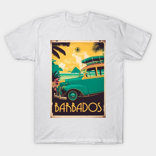 Barbados Vintage Travel Art Poster T-Shirt by OldTravelArt